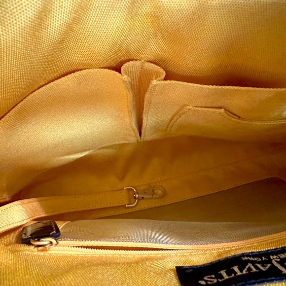 Eric Javits Squishee Metallic Gold/Tan/Blk Satchel &Patent Leather-Excel Cond - Picture 10 of 12